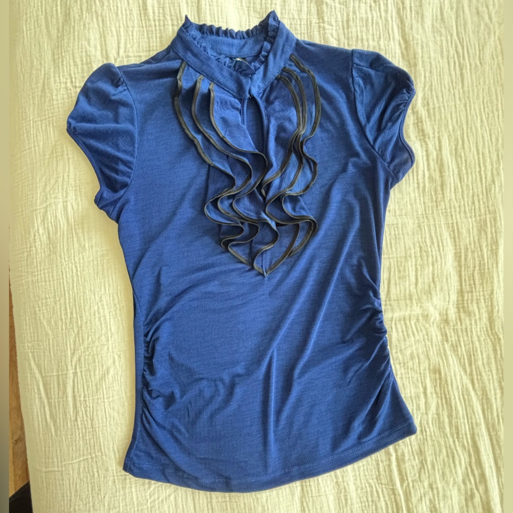 HeartSoul Navy Ruffled Sleeve Top